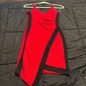 Rue21 Vibrant Red and Black Asymmetrical Dress